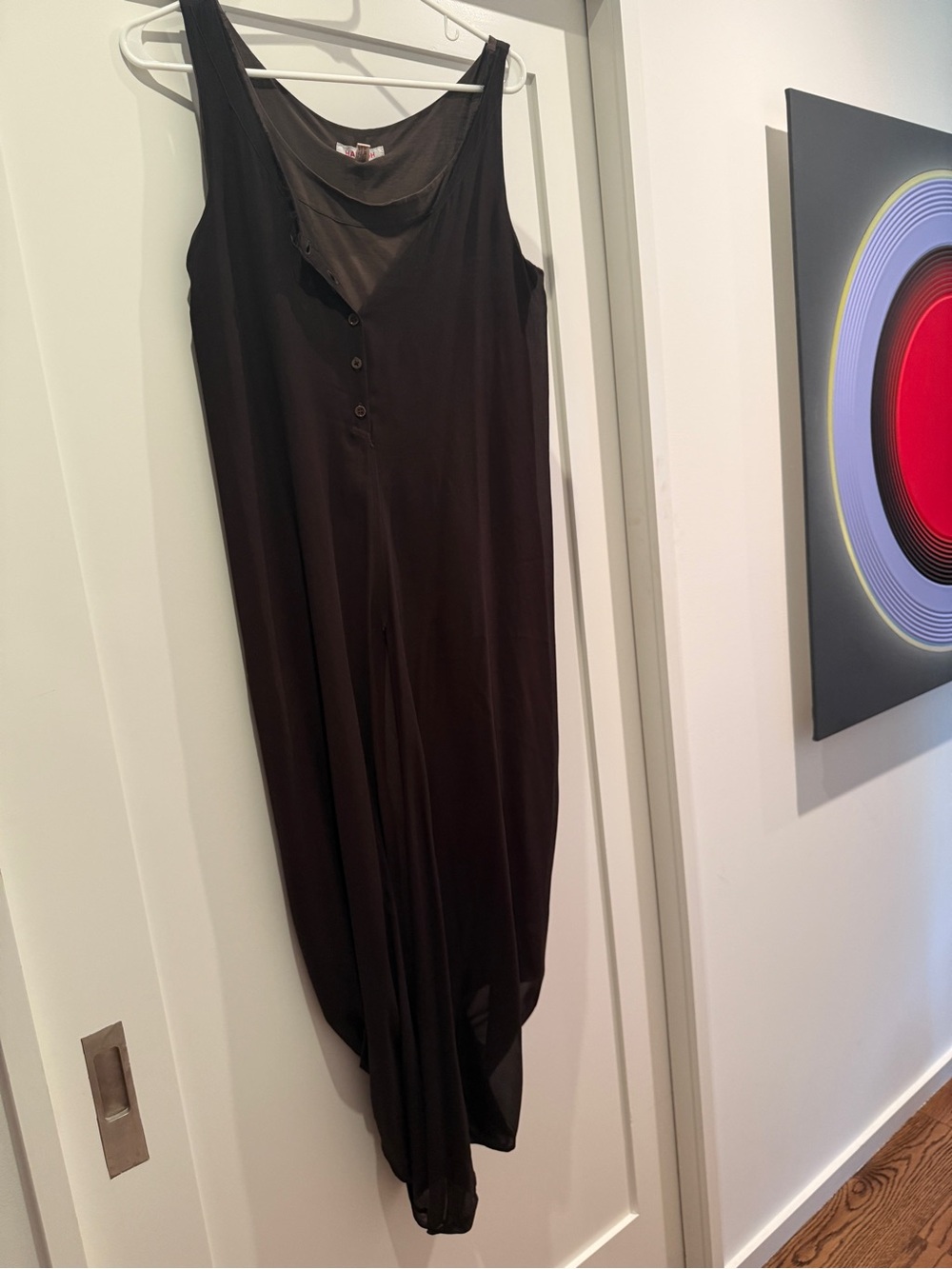 Sleeveless Black Maxi Dress with Button Front - Brand Unspecified